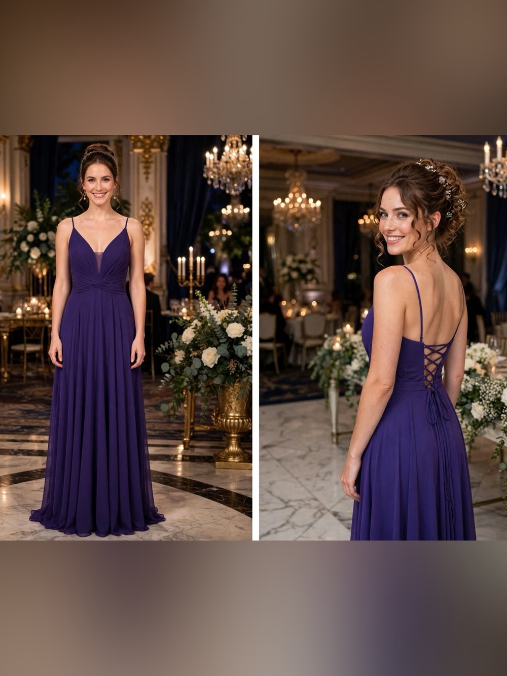 Royal Purple Chiffon Formal Evening Gown
